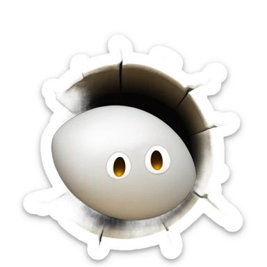 An angry eggshell clogging a sewer pipe sticker
