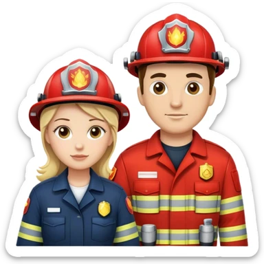 A fireman and a EMT standing together  sticker