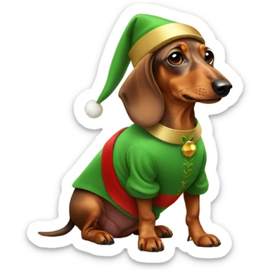 Dachshund wearing elf costume  sticker