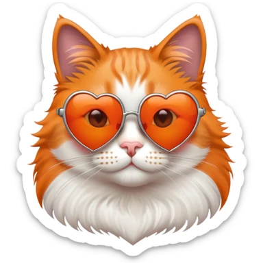 Cat with heart-shaped sunglasses sticker
