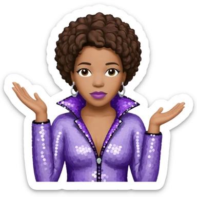 Macy Gray from Mary Mary with dark brown hair, pale lavender sequin outfit sticker