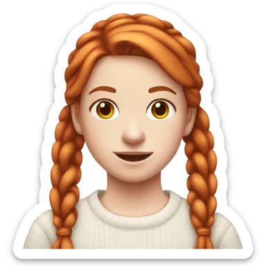 Red-haired girl in pigtails with pale skin white sweater sticker