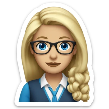 teacher-blonde-glasses-blue eyes sticker
