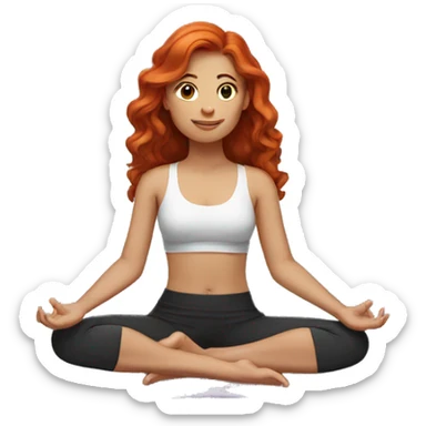 redhead girl with long wavy hair doing yoga sticker