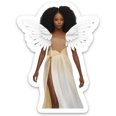 model on runway wearing wings sticker