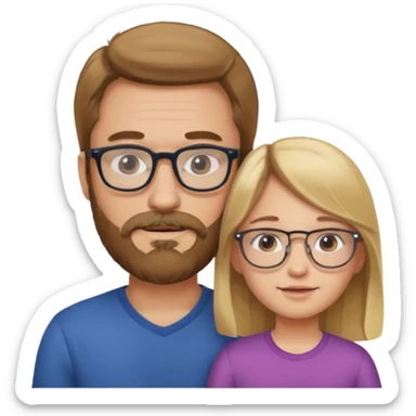 je voudrai un emoji d'un papa chatain avec une barbe chatain et de sa fille aux cheveux longs et blonds avec des lunettes sticker