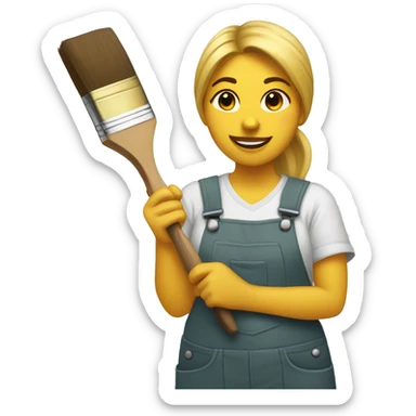 Female painter with a brush sticker