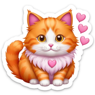 orange cat with pink hearts sticker