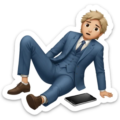 a man lying on the floor who has just fallen sticker