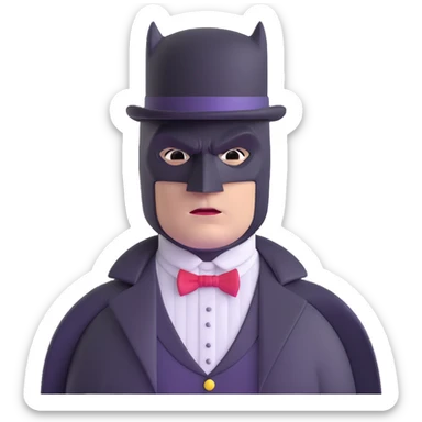Batman with his black bat mask wearing Victorian era clothes and top hat sticker