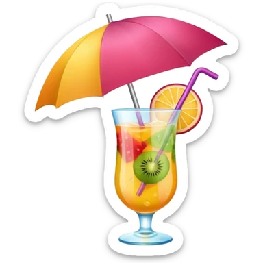 tropical drink with an umbrella, refreshing summer feel sticker