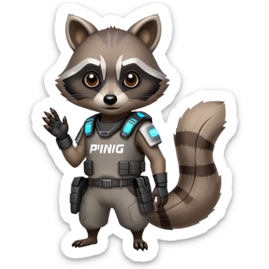 Cyberpunk Racoon wearing an Trikot with the Name H0ping7k sticker