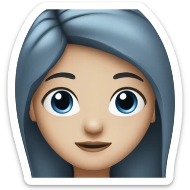 white girl with long straight dark blue hair wearing black top sticker