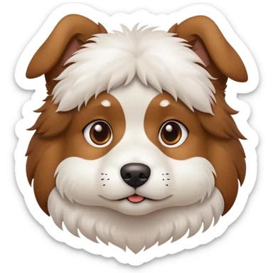 cute brown and white dog with a thinking face sticker
