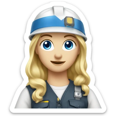 blonde hair blue eyed girl electrician  sticker