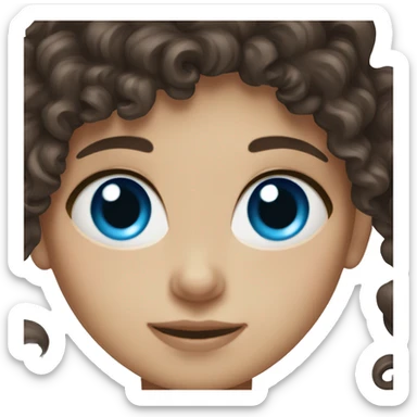 White girl with blue eyes and curly dark brown hair sticker