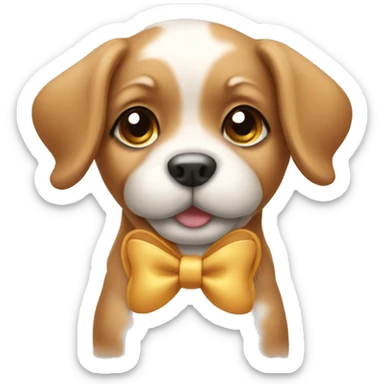 cute puppy with bow  sticker