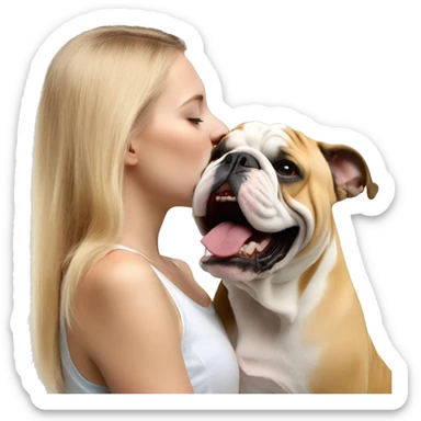 Englisch Bulldog Kissing blond Girl sticker