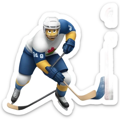 Hockey player scoring a goal sticker
