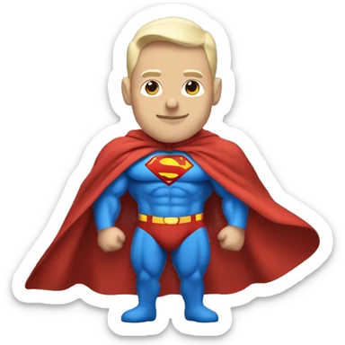 White bodybuilder, Superman, wearing cape sticker