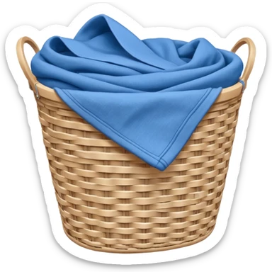 white LAUNDRY BASKET WITH FOLDED blue CLOTHES sticker
