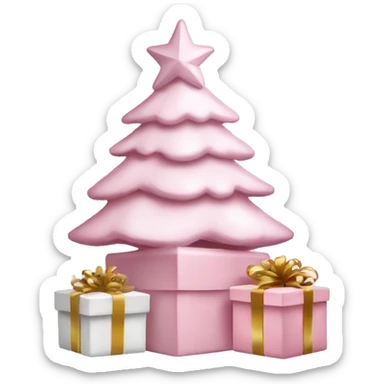 Light pink Christmas gifts under a white Christmas tree  sticker