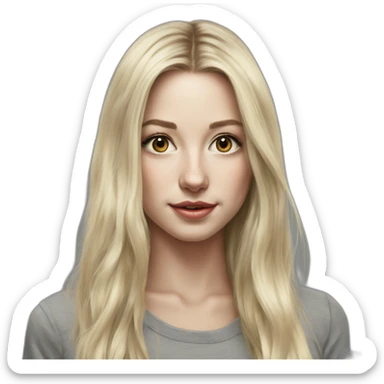 caucasian straight long haired blonde tight grey mini skirt hyperrealist drawing sticker