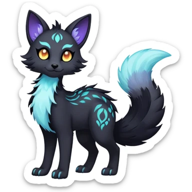 Kawaii dark fantasy ethereal anthro fursona Fakemon with tufted tail  sticker