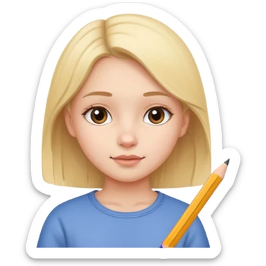 a girl who is drawing cute herself  sticker