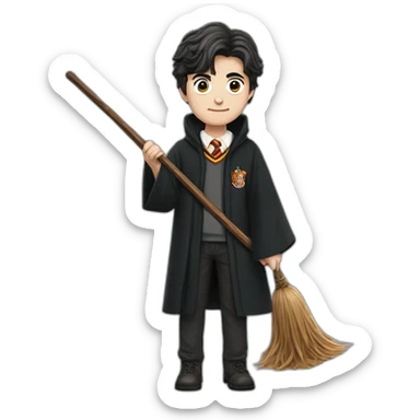 Harry Potter montado en una escoba sticker