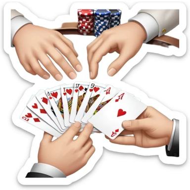 Close-up of hands dealing playing cards on a casino table sticker