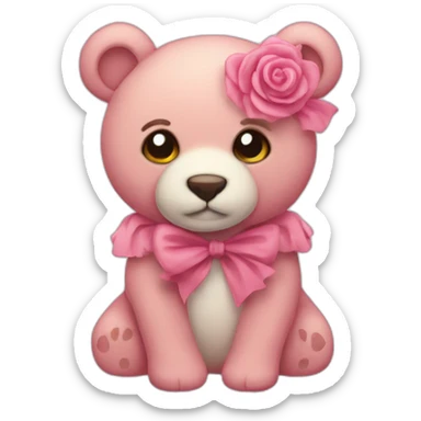 Ours en peluche rose sticker