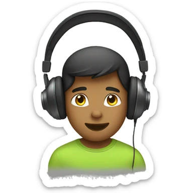 A Boy Listen Music with Headphones in ear sticker