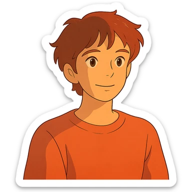 ghibli style portrait of a person with warm colors sticker