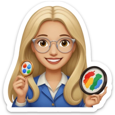 Painting women. smilling   Long hair,  lunette peinture sticker