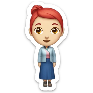 CHINESE WOMAN WITH RED AND BLUE HAIR sticker