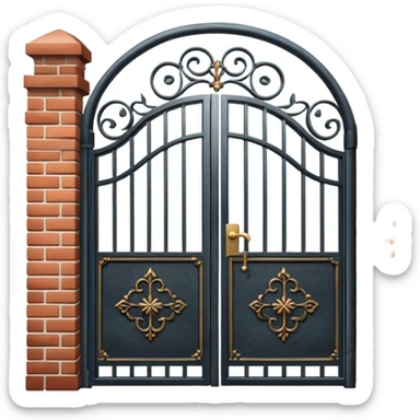house entrance with iron gate and fence sticker
