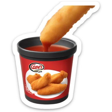 raising cane's chicken finger dipped into sauce sticker
