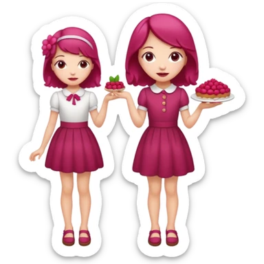 Raspberry torte human full body and legs girl with a raspberry barrette on her head sticker