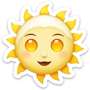 a really bright  big sun and a small moon who shines because of it. the sun is bigger and the moon bright too sticker