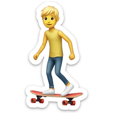 Skinny white guy with bangs on a longboard  sticker