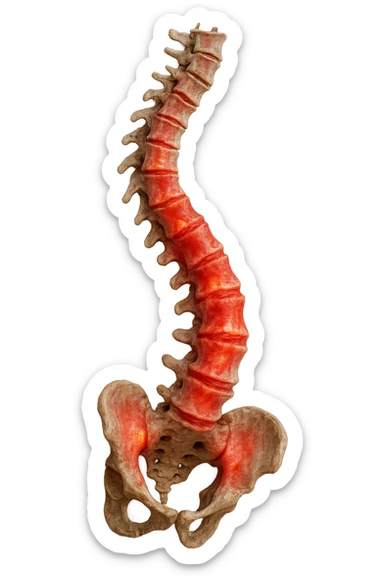 spina dorsale infiammata e storta, scoliosi, iperrealistico 4k sticker