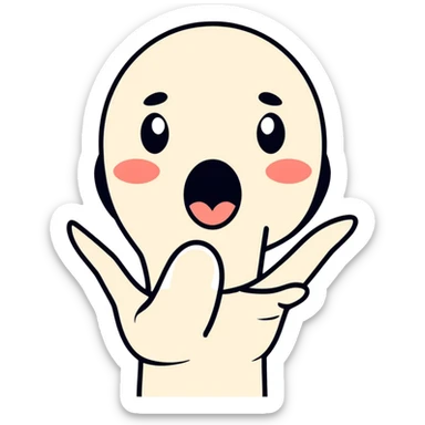 Calmness face with tongue and hand shows something little sticker