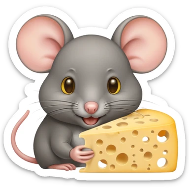 mouse eating a piece of cheese sticker