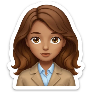girl with wavy hair, almond shaped eyes, birthmark near her eye, tan, with swag sticker