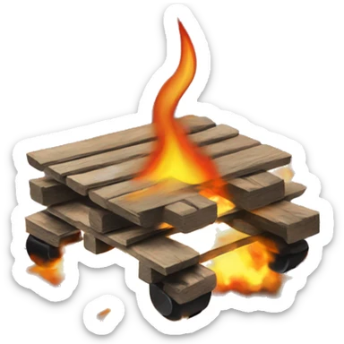 Burning pallet witn "iron" signature sticker