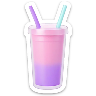 pastel aesthetic smoothie glass with straw, purple/pink sticker