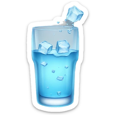 Glass of water with ice sticker
