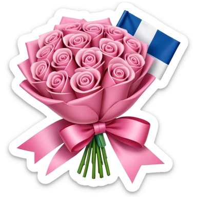 SPAM MEAT rose bouquet wrapped in french flag bow sticker