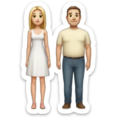 Big fat man and skinny girl sticker
